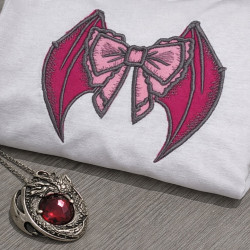 Elegant Pink Dragon Wing Bow Applique