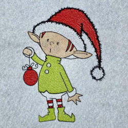 Elf in Santa Hat with Christmas Ball