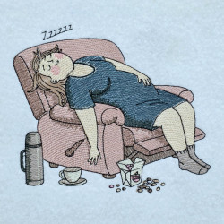 Exhausted Lady Resting Scene