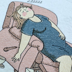 Exhausted Lady Resting Scene