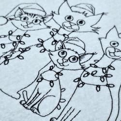Festive Christmas Cats Line Art