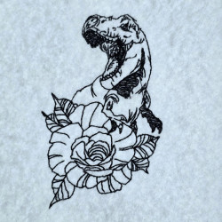 Fierce Dinosaur Rose Line Art