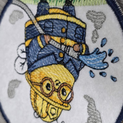 Firefighter Bee Spraying Water ITH coaster