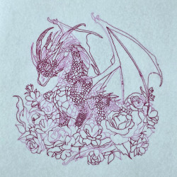 Floral Dragon Line Art