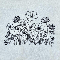 Floral Field Line Art