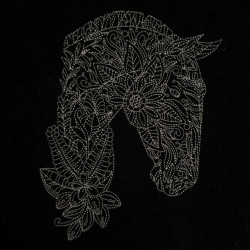 Floral Golden Horse Line Art