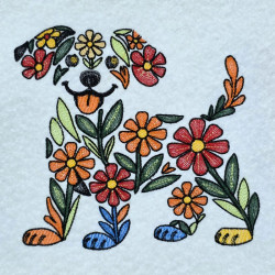 Floral Puppy Silhouette