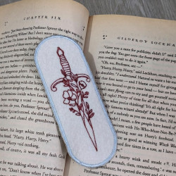 Floral Stem Sword ITH Bookmark