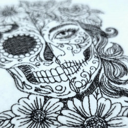 Floral Sugar Skull Line Art