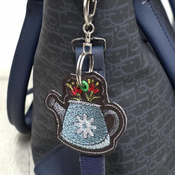 Floral Teapot Key Fob