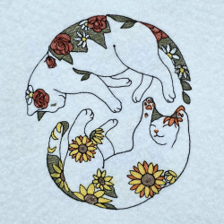 Floral Ying Yang Cats