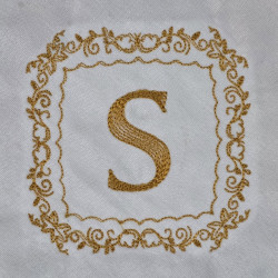 Flower bud With Leaves Border Monogram Letter S