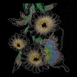 Flowers With Butterfly Panel Three