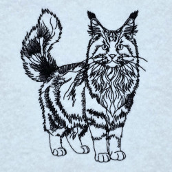 Fluffy Cat Line Art