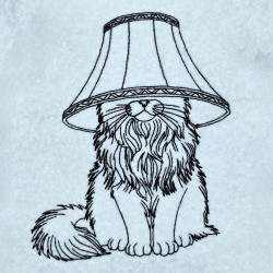 Fluffy Cat With Lamp On Head