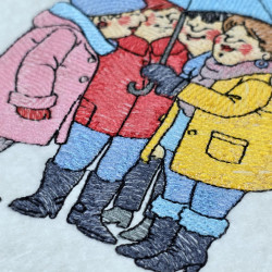 Four Friends Under One Umbrella