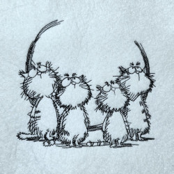 Four Playful Cats Line Art