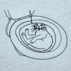 Funny Cat In Toilet Line Art