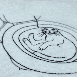 Funny Cat In Toilet Line Art