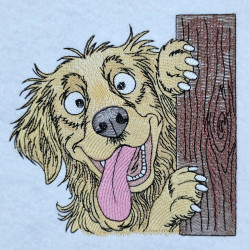 Funny Peeking Dog Sowing Tongue