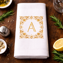 Geometric Floral Border With Slim Minimal Letter A