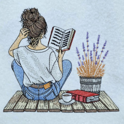 Girl Reading With Lavender