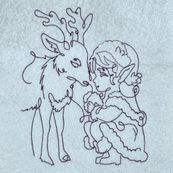 Girl With Reindeer Line Art