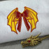 Golden Dragon Wing Ribbon Bow Applique