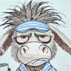 Grumpy Donkey In Pajamas With Coffee
