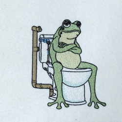 Grumpy Frog On Toilet