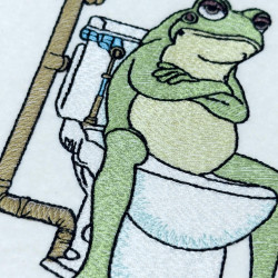 Grumpy Frog On Toilet