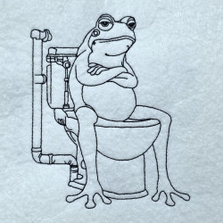 Grumpy Frog On Toilet Line Art