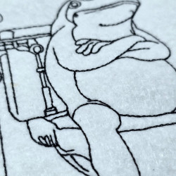 Grumpy Frog On Toilet Line Art