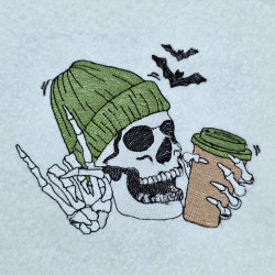 Halloween Skeleton With Coffee