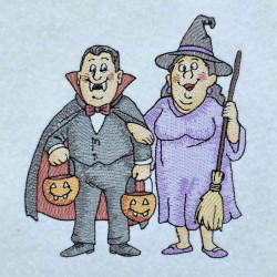 Halloween Witch And Vampire Old Couple