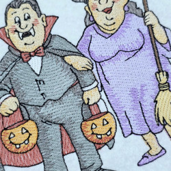 Halloween Witch And Vampire Old Couple