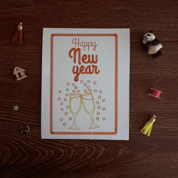 Happy New Year Cheers Cardstock