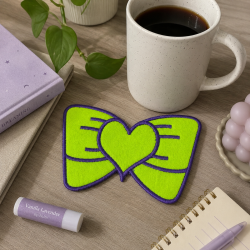 Heart Bow ITH Mug Rug