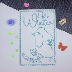 Hello Winter Bird Cardstock