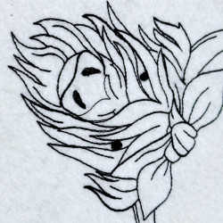 Highland Cow With Bow Line Art