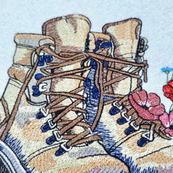 Hiking Boots With Wild Flowers