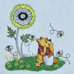 Honey Bear In Garden With Honeybees