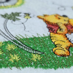 Honey Bear In Garden With Honeybees