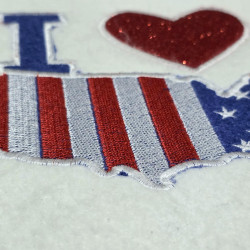 I Love America Map Applique