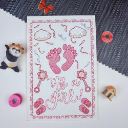 Its A Baby Girl Announcement Cardstock
