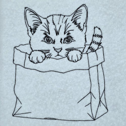 Kitten In Bag Line Art