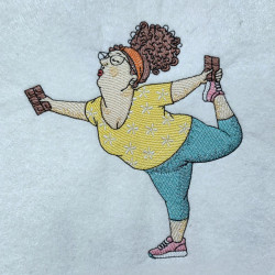 Lady Balancing with Chocolate in Each Hand
