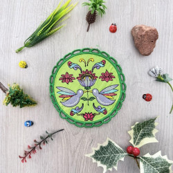 Love Birds Lace Edge Coaster