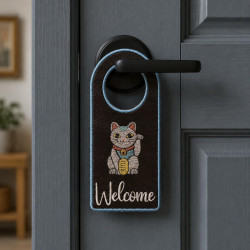 Lucky Cat Welcome ITH Door Hanger