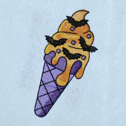 Melting Halloween Ice Cream Cone With Bats